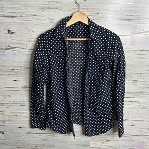 The limited blue white polka dot  blouse top size small